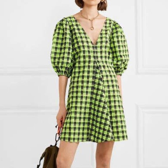 Ganni Dresses & Skirts - Ganni Green Seersucker Dress EU 38
